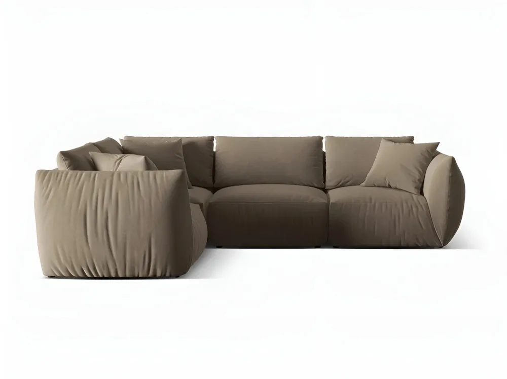 Samt-Ecksofa für 4 Personen links CHRIS hellbraun