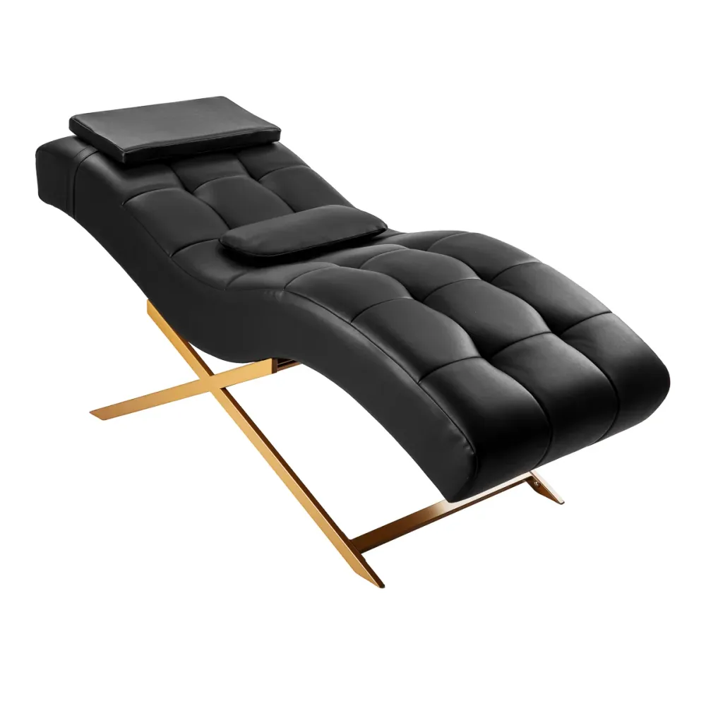 Sessel Alba schwarze Wimpernpflegestuhl mit goldener Basis