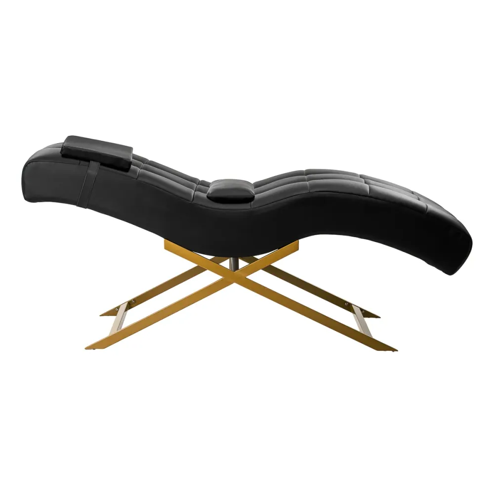 Sessel Alba schwarze Wimpernpflegestuhl mit goldener Basis