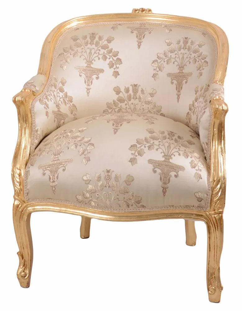 Sessel Antik Thron Barock Armlehnstuhl Rokoko gold