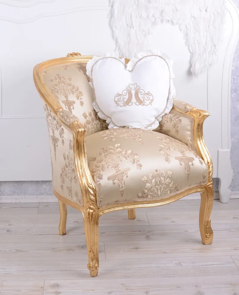 Sessel Antik Thron Barock Armlehnstuhl Rokoko gold