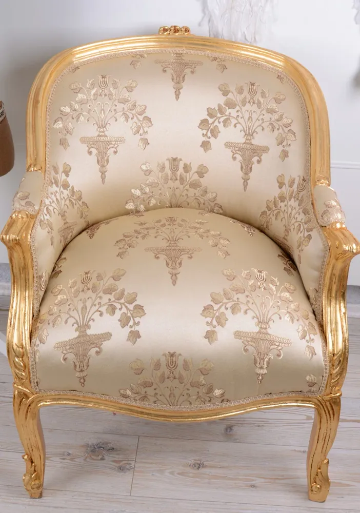 Sessel Antik Thron Barock Armlehnstuhl Rokoko gold