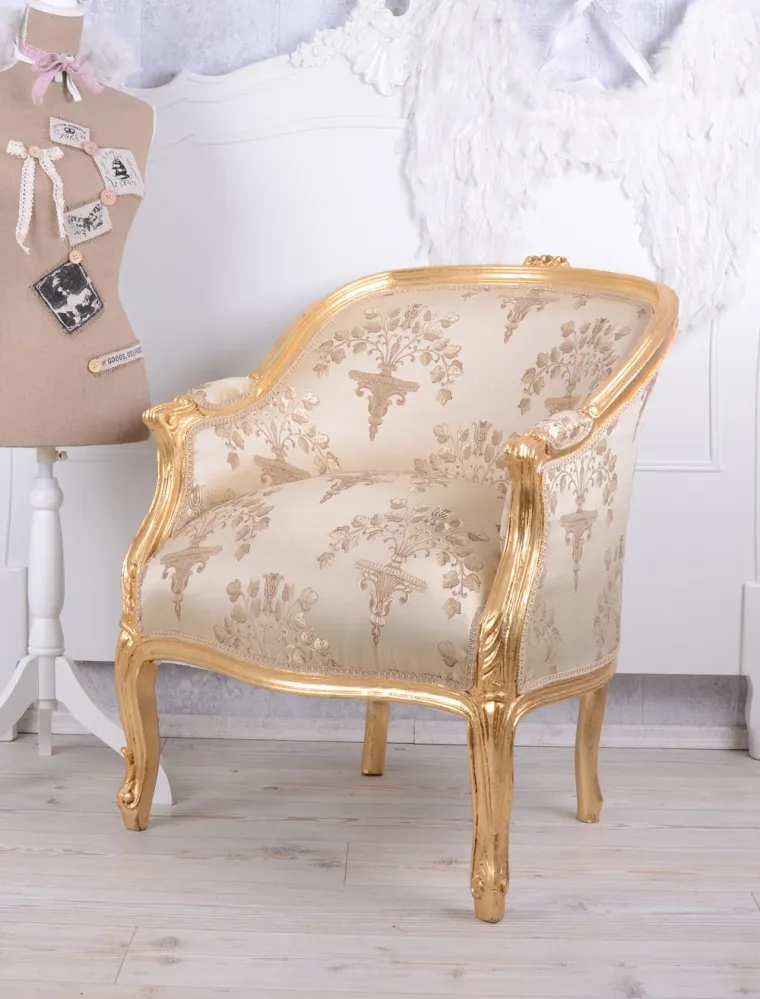 Sessel Antik Thron Barock Armlehnstuhl Rokoko gold