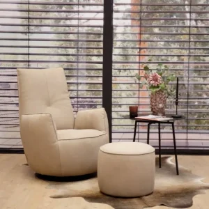 Sessel Blobb.De Luxe inkl. Hocker Leder Rhino beigegrau