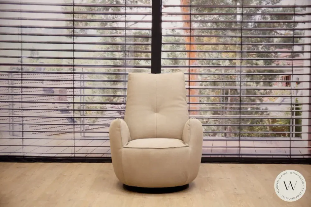 Sessel Blobb.De Luxe inkl. Hocker Leder Rhino beigegrau
