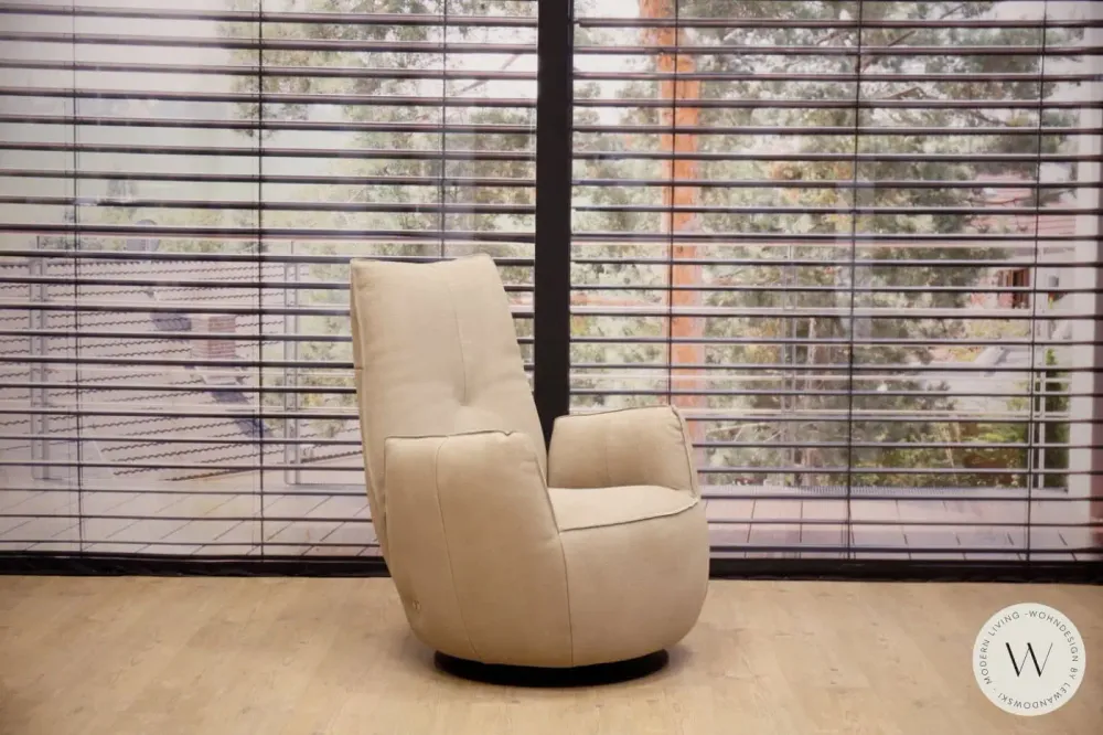 Sessel Blobb.De Luxe inkl. Hocker Leder Rhino beigegrau