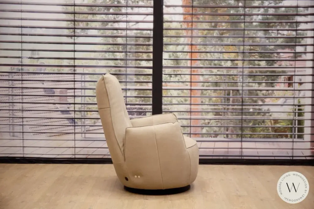 Sessel Blobb.De Luxe inkl. Hocker Leder Rhino beigegrau