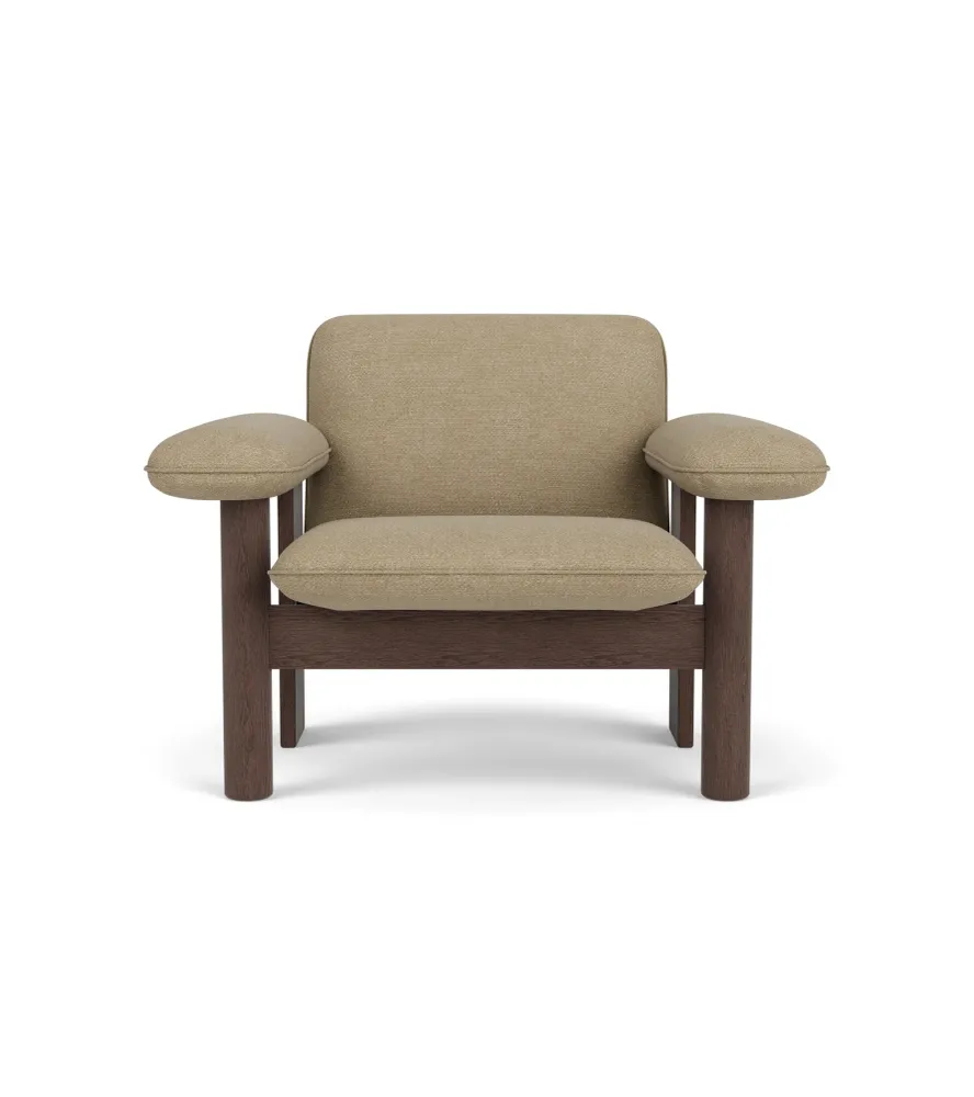 Sessel BRASILIA beige mit dunklem Eichenfuß