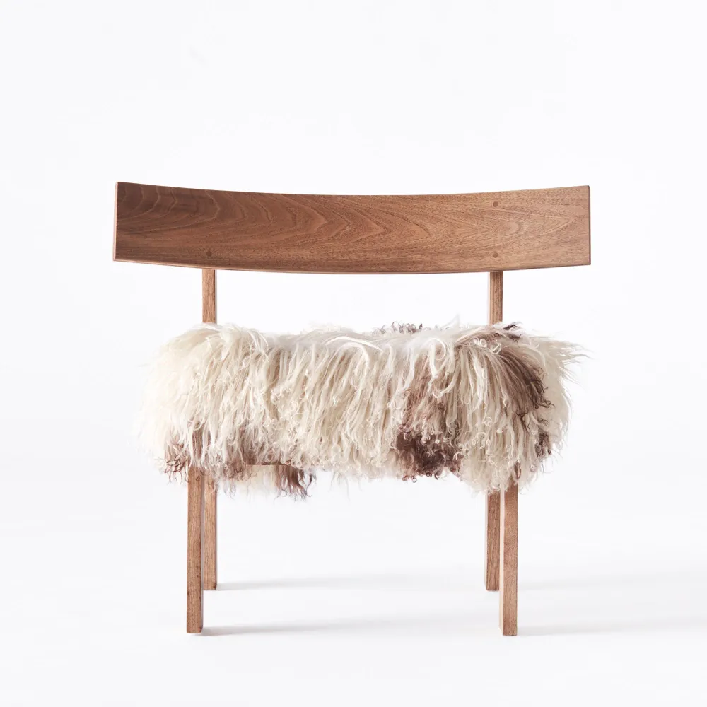 Sessel EASY aus Nussbaumholz und Schafsleder
