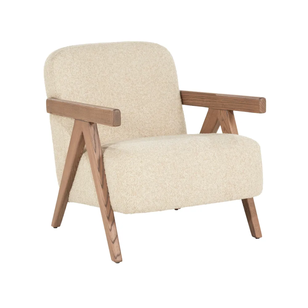 Sessel FRANCIS beige mit Holzgestell