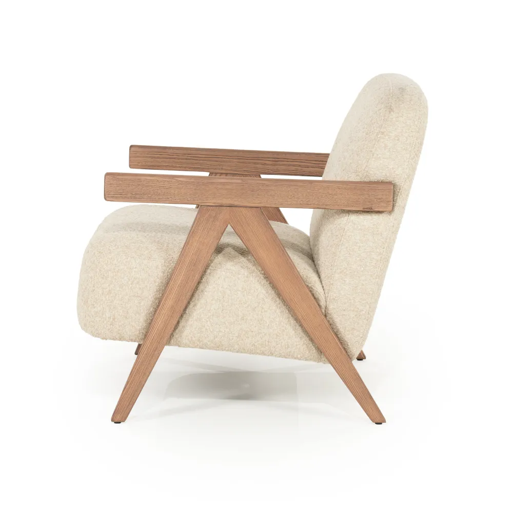 Sessel FRANCIS beige mit Holzgestell