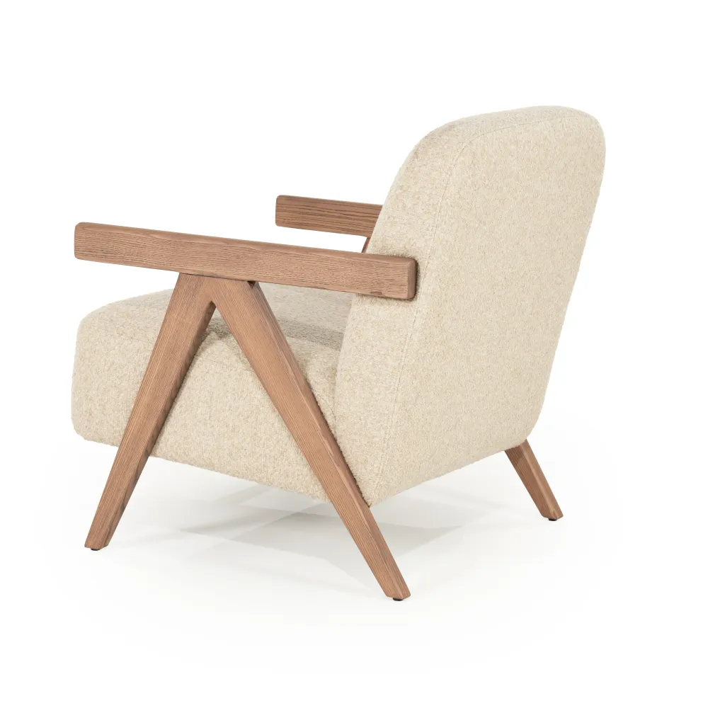 Sessel FRANCIS beige mit Holzgestell