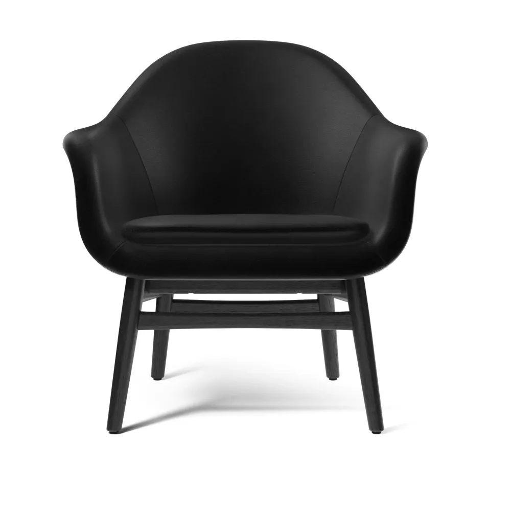 Sessel HARBOUR schwarze Leder mit schwarzem Eichenfuß