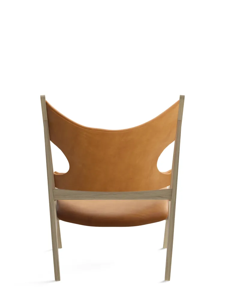 Sessel KNITTING aus cognacfarbenem Leder mit Eichenbasis