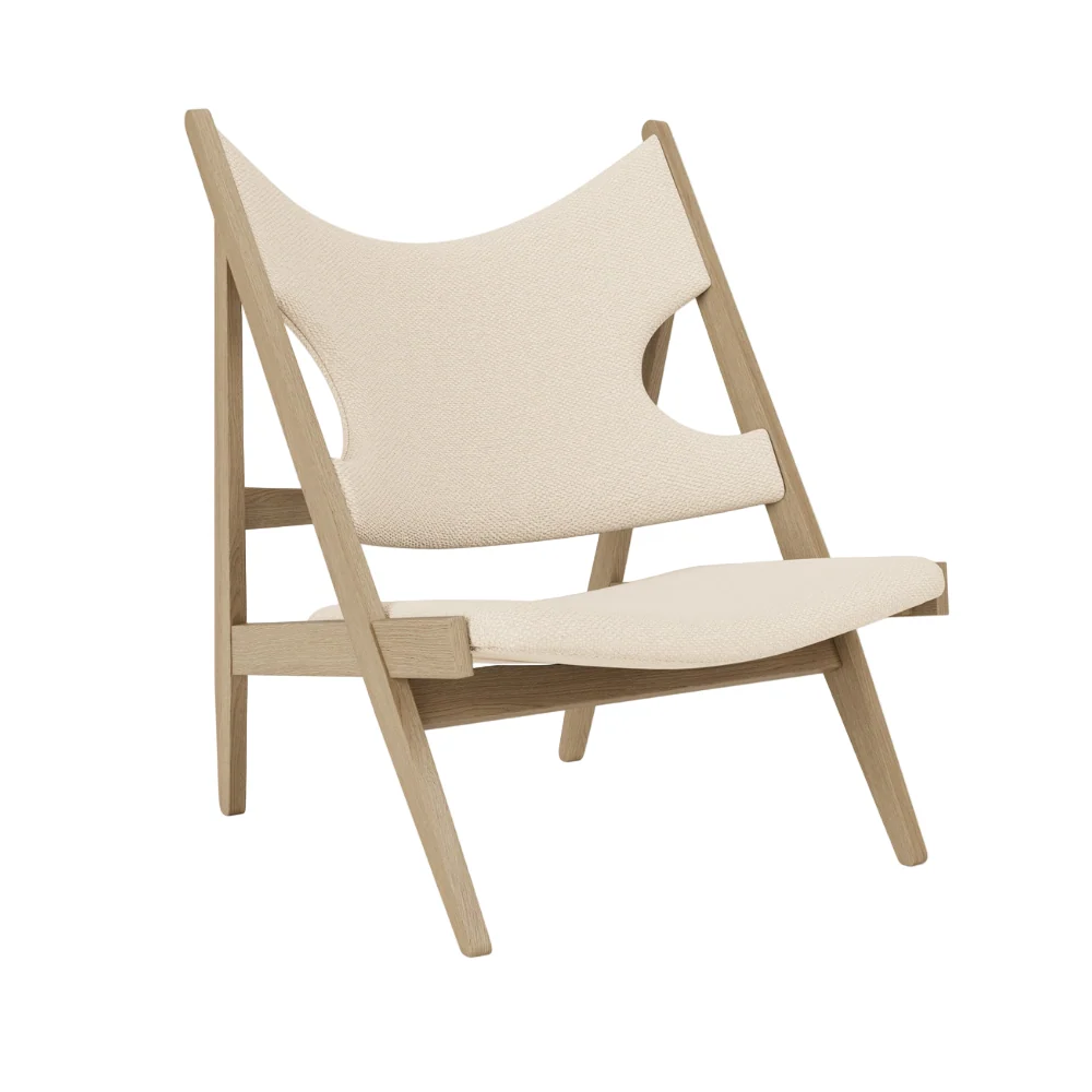 Sessel KNITTING cremefarben mit Eichenbasis