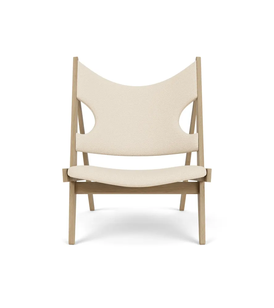 Sessel KNITTING cremefarben mit Eichenbasis