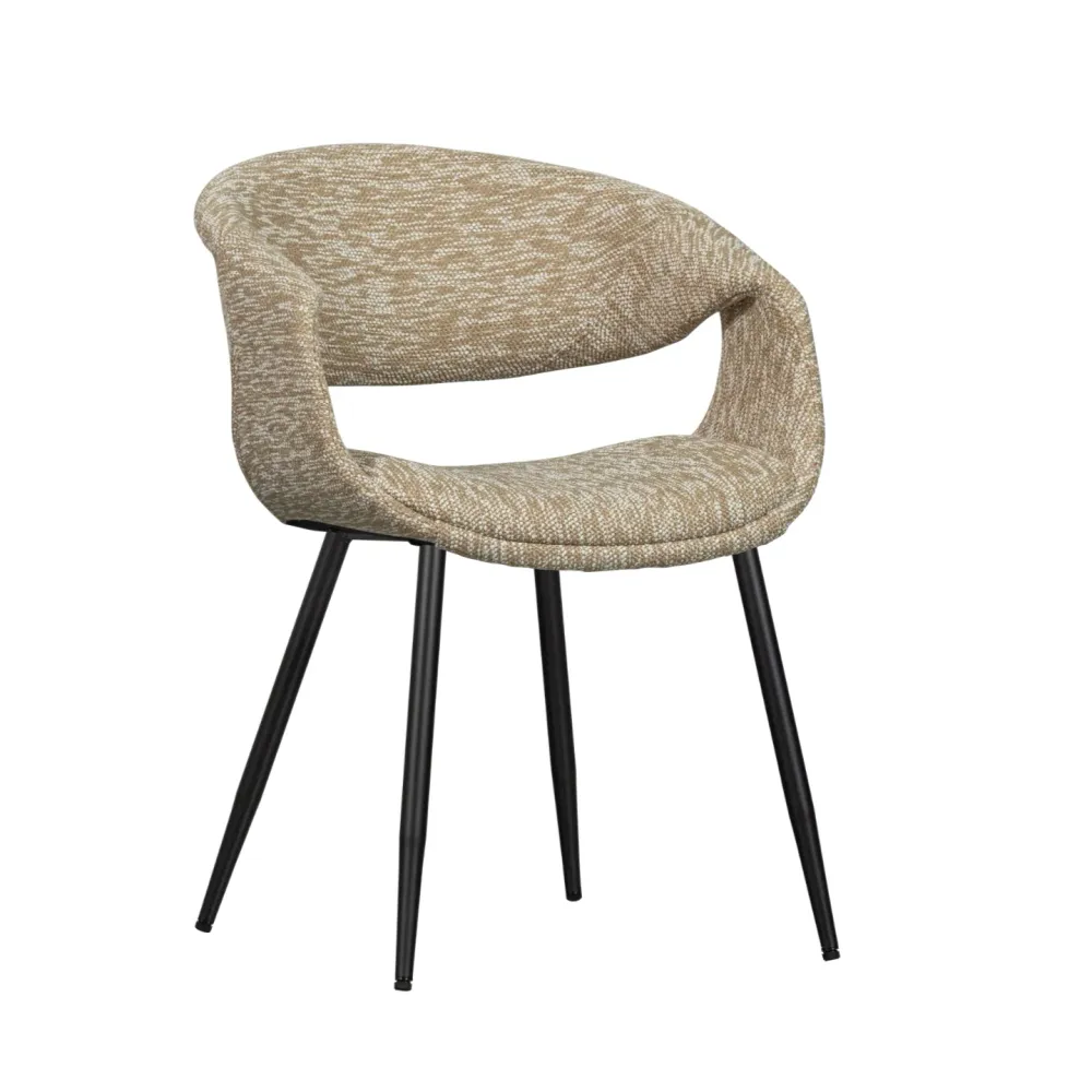 Sessel mit Armlehnen YOSSI beige mit schwarzem Metallgestell