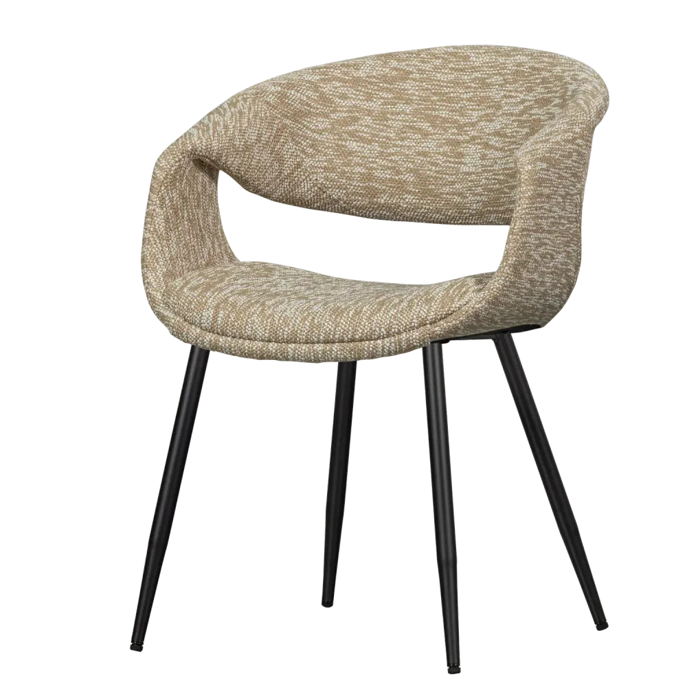 Sessel mit Armlehnen YOSSI beige mit schwarzem Metallgestell