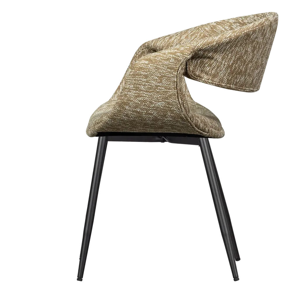 Sessel mit Armlehnen YOSSI beige mit schwarzem Metallgestell