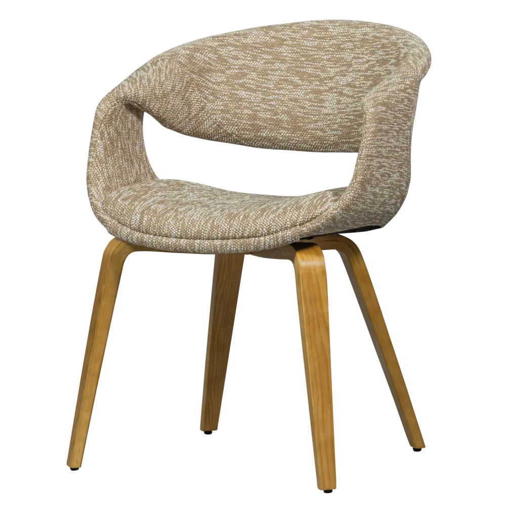 Sessel mit Armlehnen YOSSI beige mit hellbraunem Holzgestell