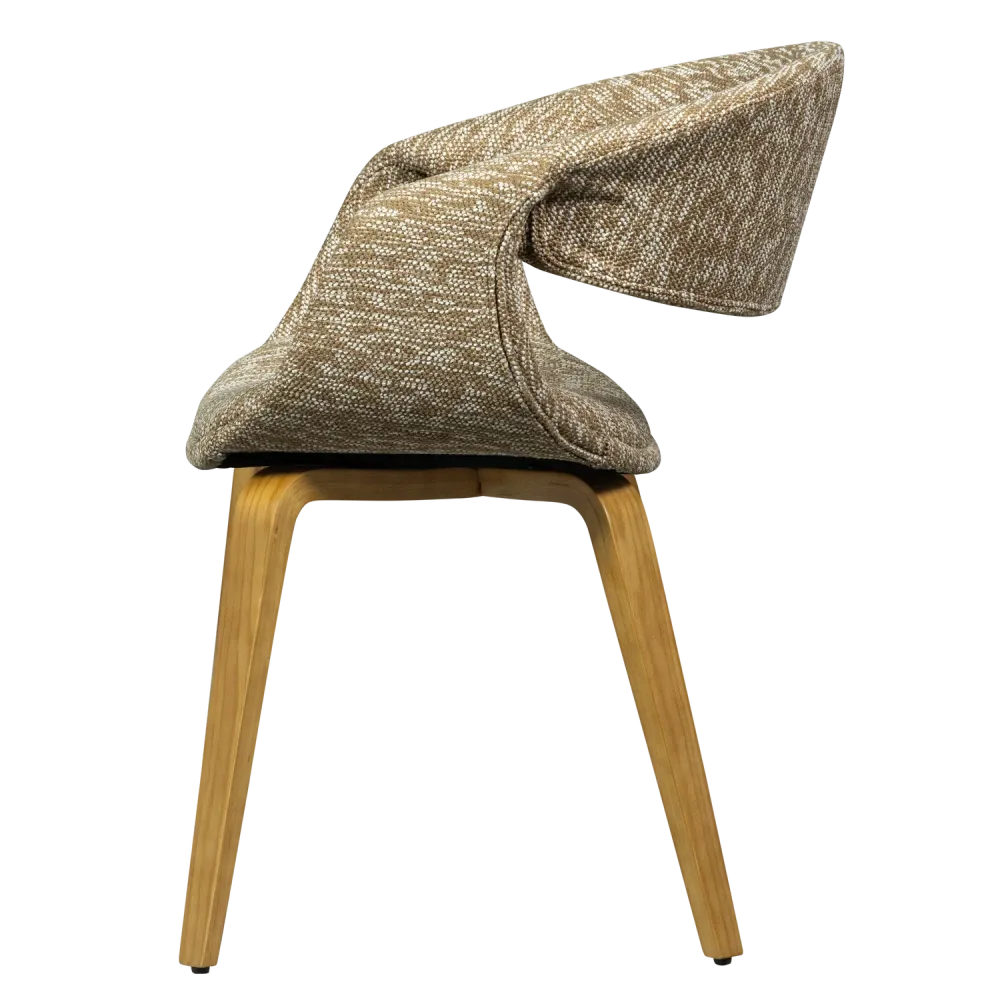 Sessel mit Armlehnen YOSSI beige mit hellbraunem Holzgestell