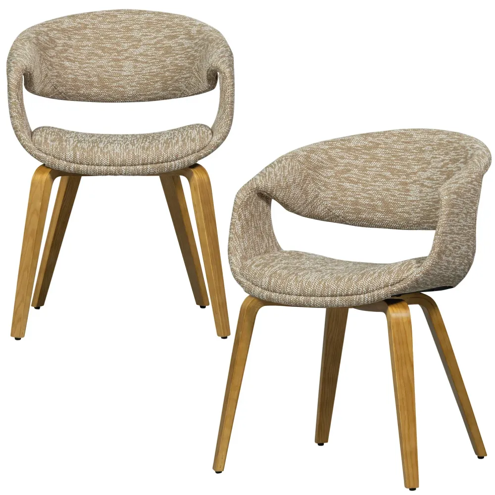Sessel mit Armlehnen YOSSI beige mit hellbraunem Holzgestell