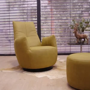 Sessel Modell Blobb.De Luxe + Hocker Leder Rhino curry