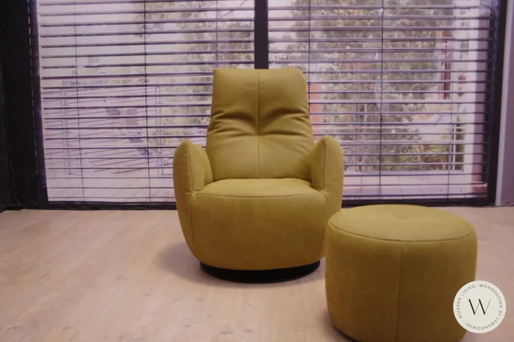 Sessel Modell Blobb.De Luxe + Hocker Leder Rhino curry