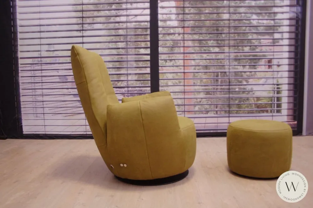 Sessel Modell Blobb.De Luxe + Hocker Leder Rhino curry