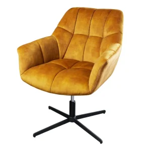 Sessel Monarch 80-90cm Samt senfgelb drehbar