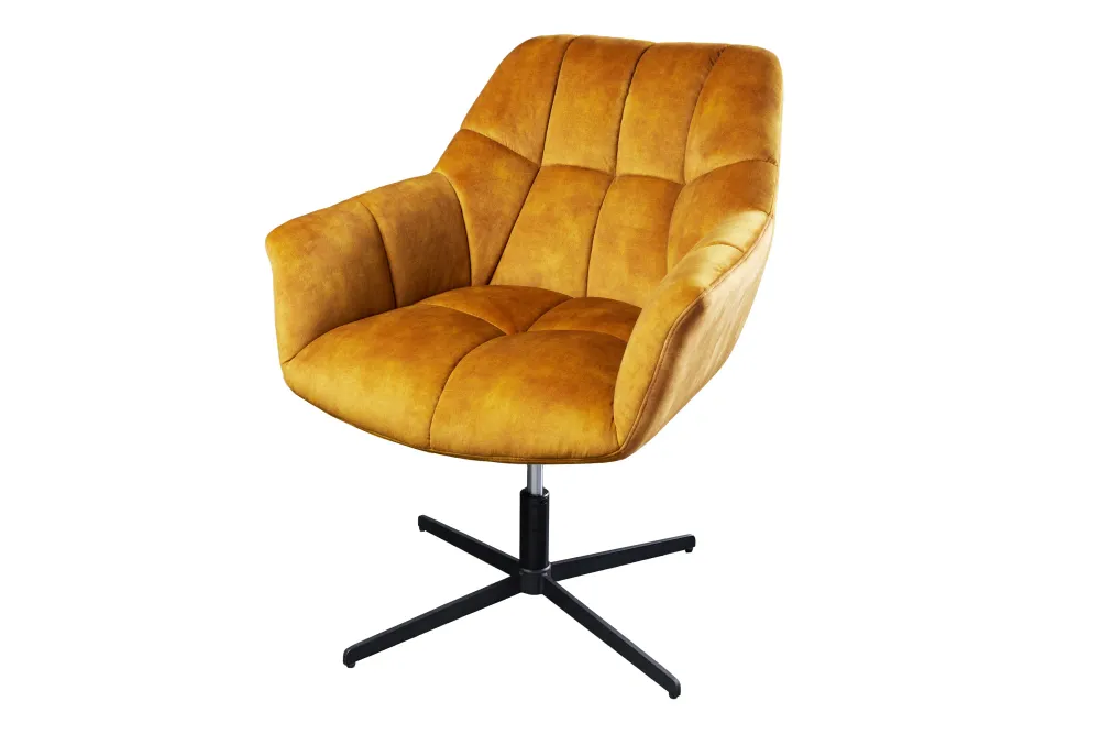 Sessel Monarch 80-90cm Samt senfgelb drehbar