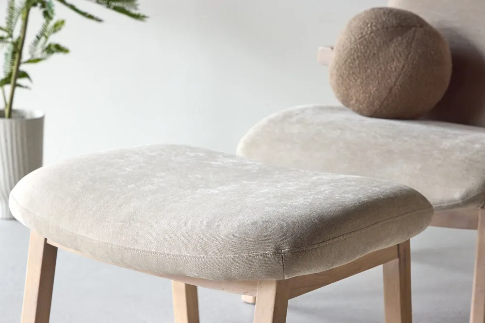 Sessel Rile mit Fußhocker - Beige