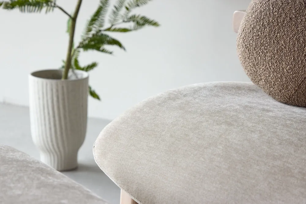 Sessel Rile mit Fußhocker - Beige