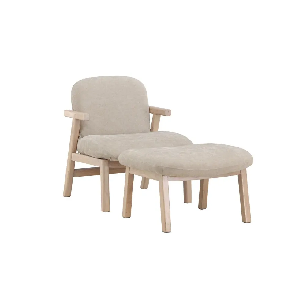 Sessel Rile mit Fußhocker - Beige