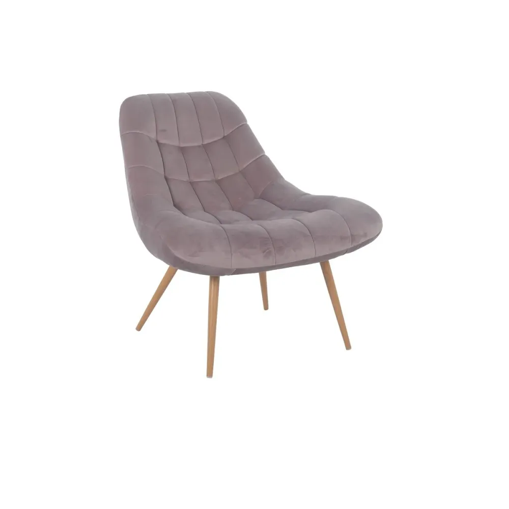 Sessel XXL Samt rosa Metall Holzoptik