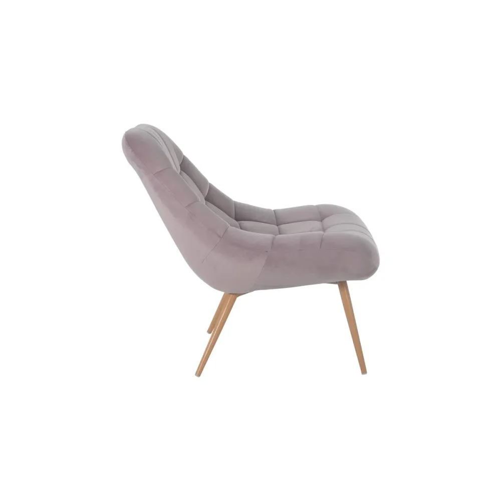 Sessel XXL Samt rosa Metall Holzoptik