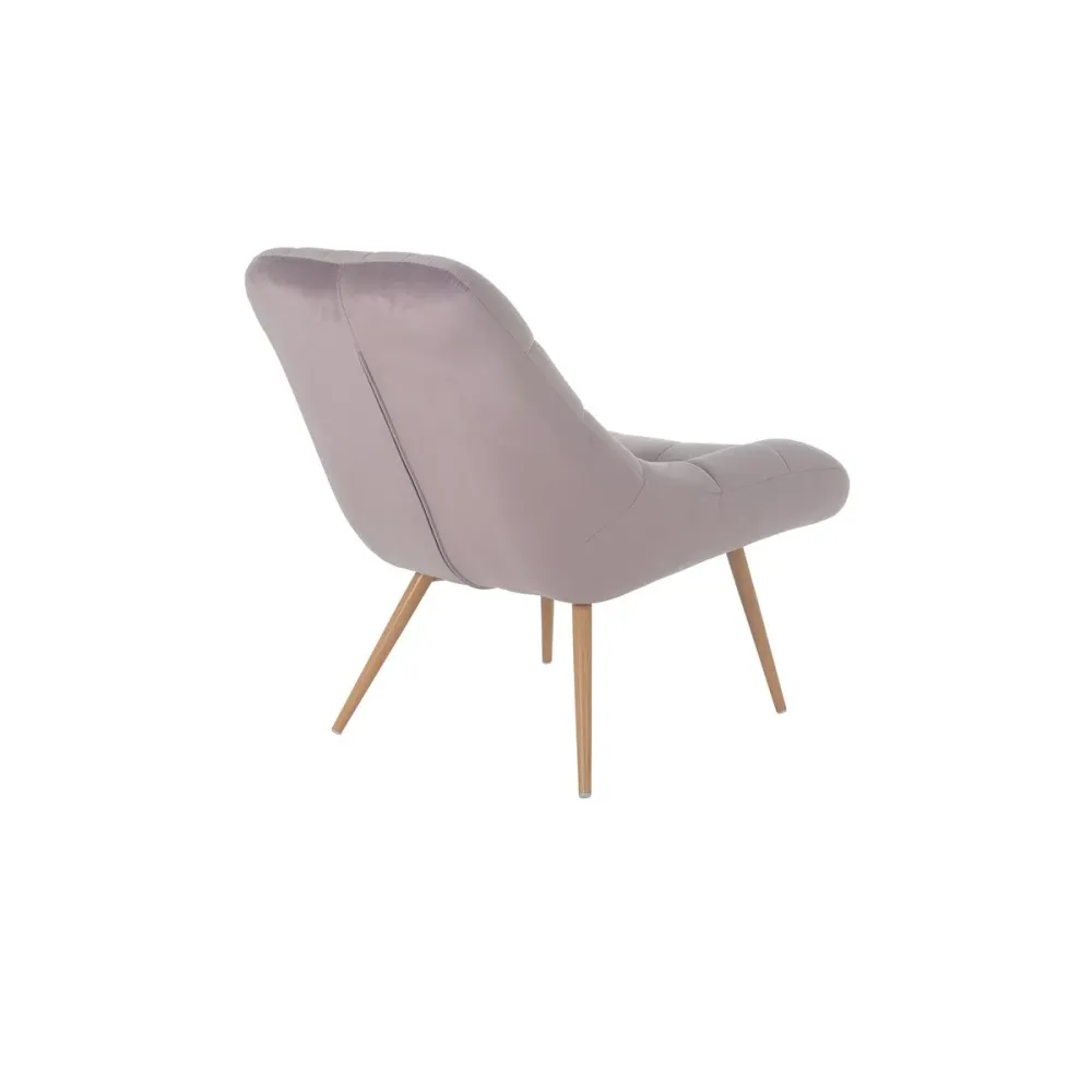 Sessel XXL Samt rosa Metall Holzoptik
