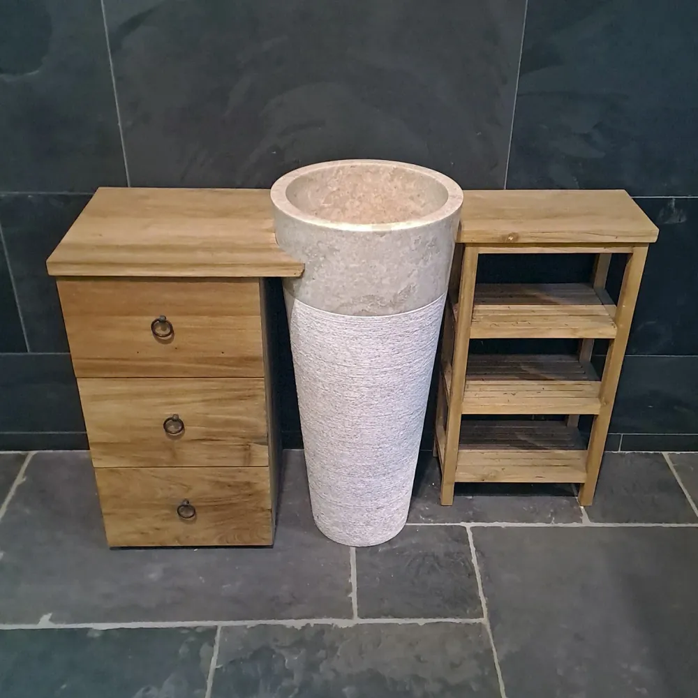 Standwaschbecken mit Schrank | 125 x 40 x 80 cm | Altholz Möbel