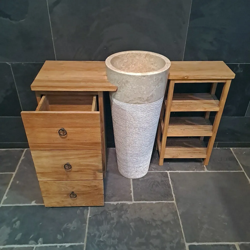 Standwaschbecken mit Schrank | 125 x 40 x 80 cm | Altholz Möbel