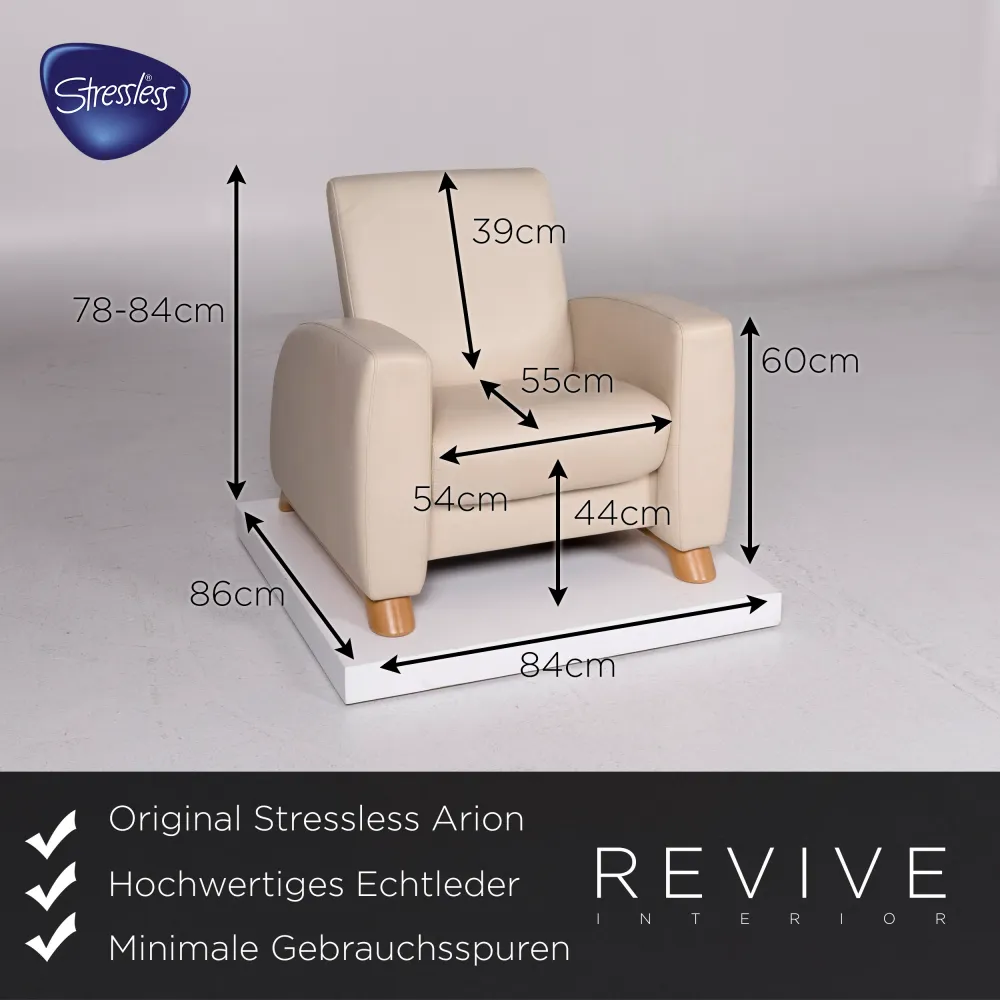 Stressless Arion Leder Sessel Creme Funktion Relaxfunktion #10920