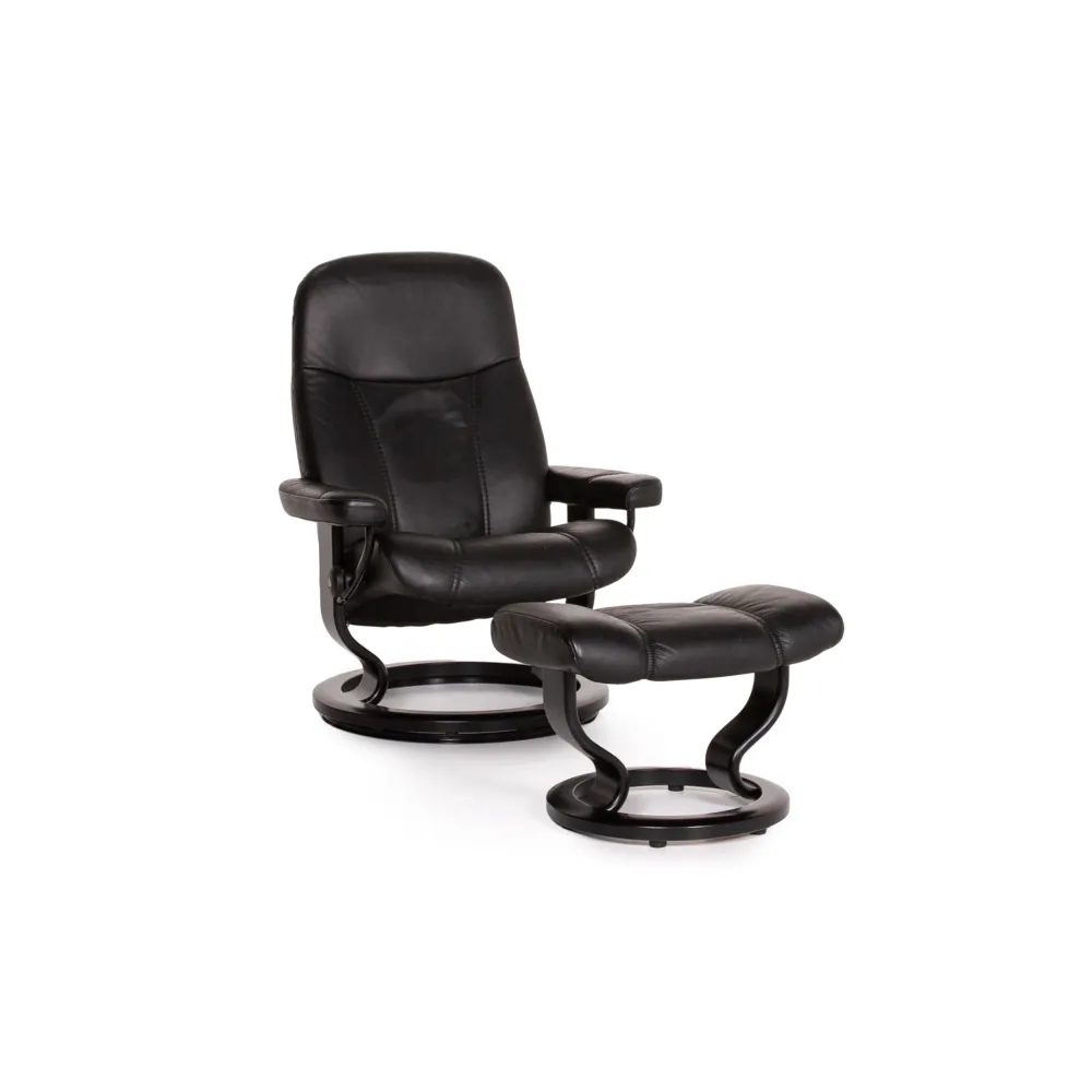 Stressless Consul Leder Sessel inkl. Hocker Schwarz Relaxsessel Relaxfunktion Funktion #14604