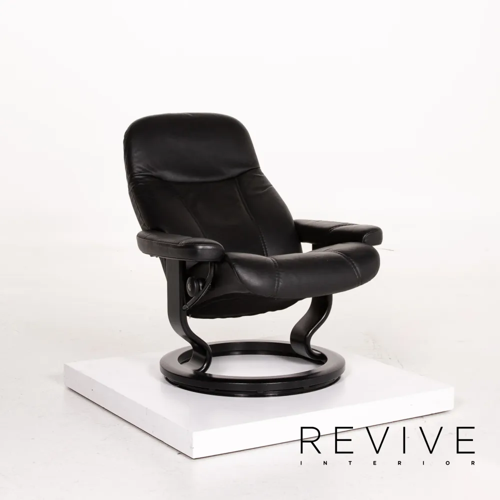 Stressless Consul Leder Sessel inkl. Hocker Schwarz Relaxsessel Relaxfunktion Funktion #14604