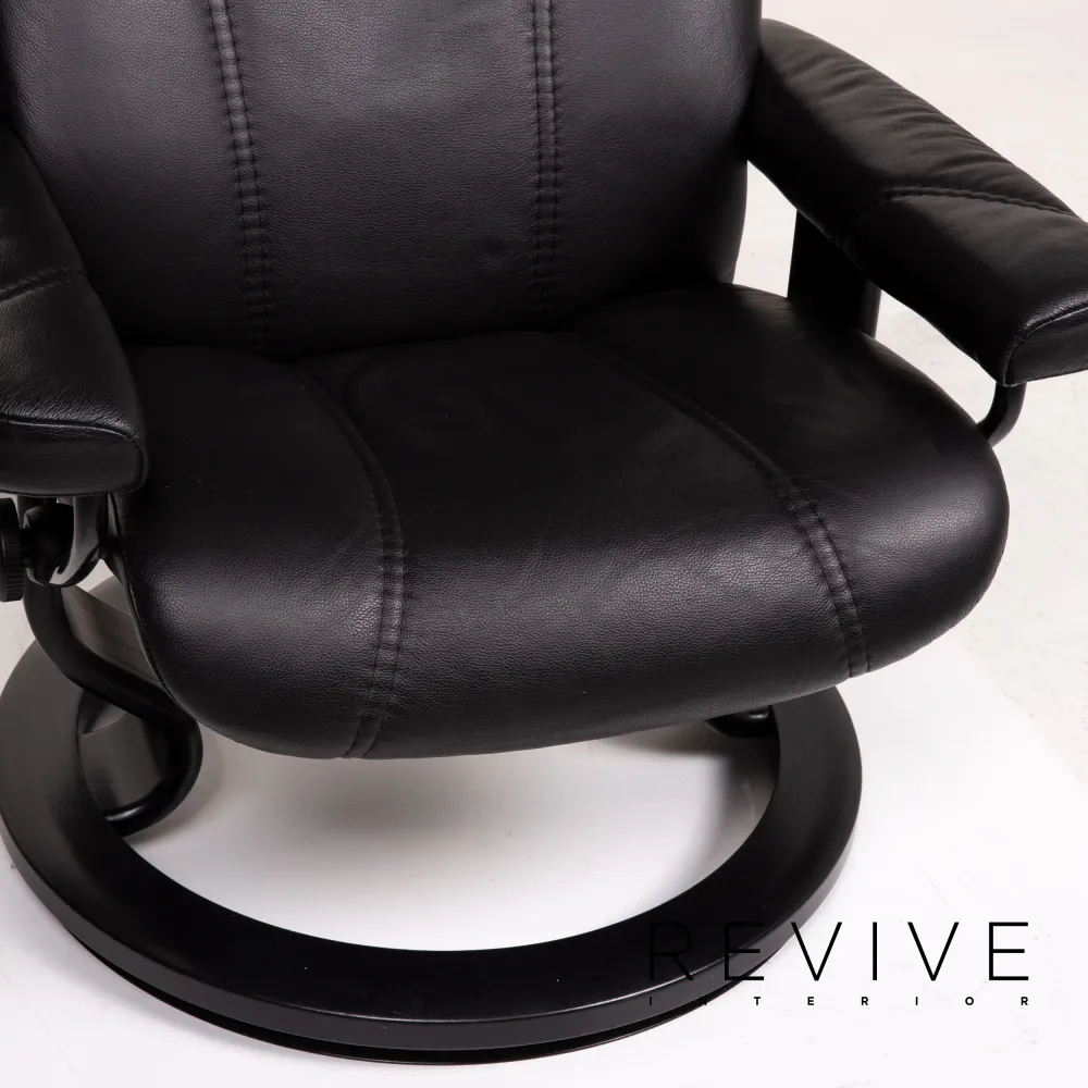Stressless Consul Leder Sessel inkl. Hocker Schwarz Relaxsessel Relaxfunktion Funktion #14604