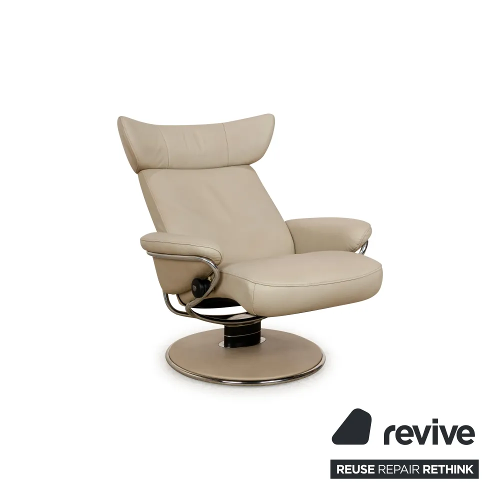 Stressless Jazz Leder Sessel Creme manuelle Funktion