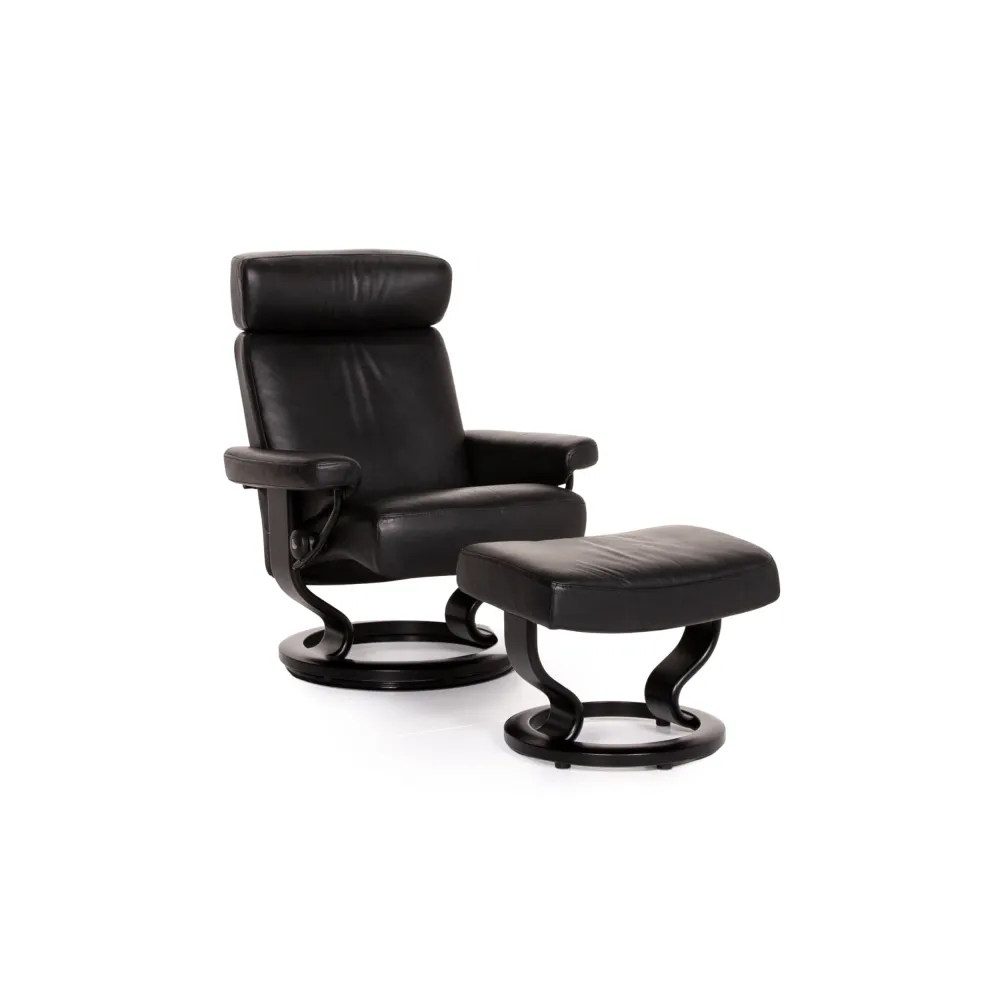 Stressless Leder Sessel inkl. Hocker Schwarz Relaxsessel Funktion Relaxfunktion #14398