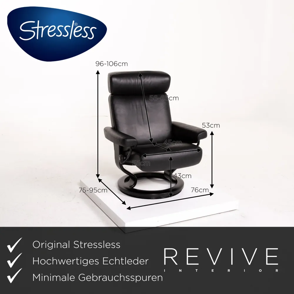 Stressless Leder Sessel inkl. Hocker Schwarz Relaxsessel Funktion Relaxfunktion #14398