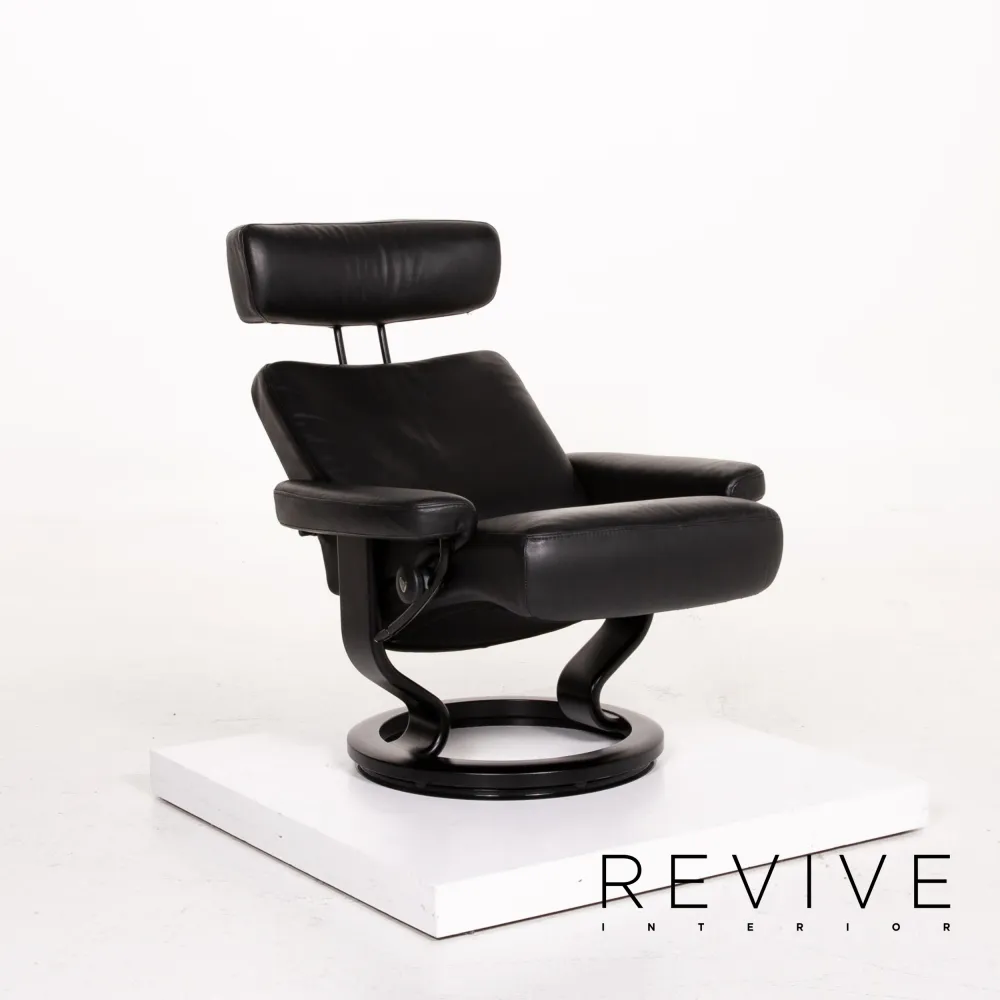 Stressless Leder Sessel inkl. Hocker Schwarz Relaxsessel Funktion Relaxfunktion #14398