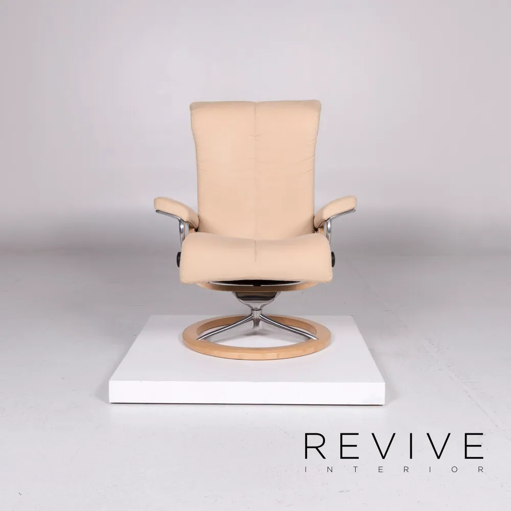 Stressless Piano Stoff Sessel inkl. Hocker Beige Relaxfunktion Funktion Größe S #10824