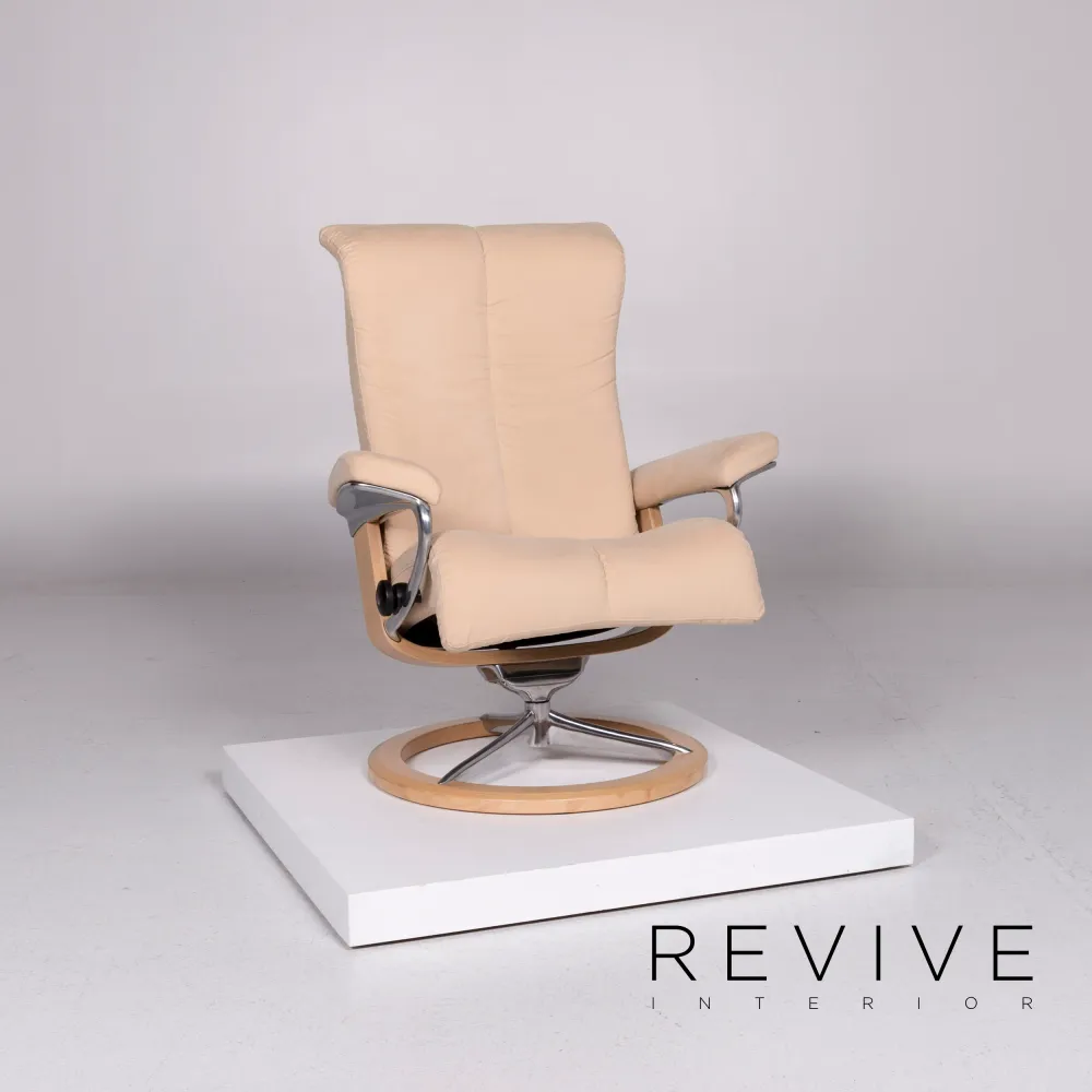 Stressless Piano Stoff Sessel inkl. Hocker Beige Relaxfunktion Funktion Größe S #10824