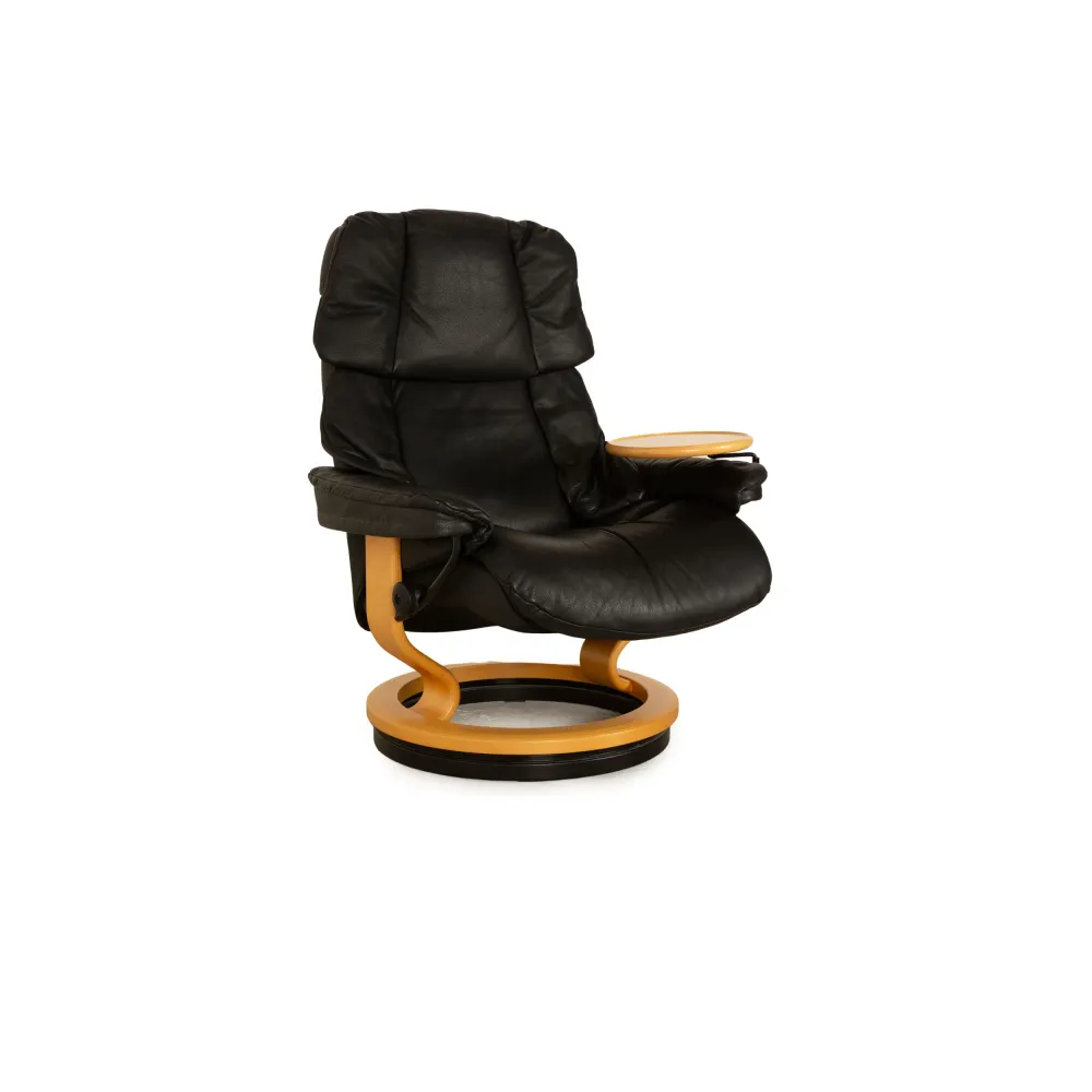 Stressless Reno Leder Sessel Schwarz manuelle Funktion Tisch